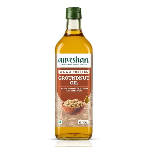 Image of Anveshan Wood Cold Pressed Groundnut (Peanuts) Oil 1 Litre | PET Bottle