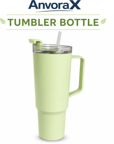 Image of AnvoraX Tumbler Bottle with Handle & Straw | Leakproof | Large Capacity 1800 ml Plastic Sipper (Pack of 1, Multicolor)