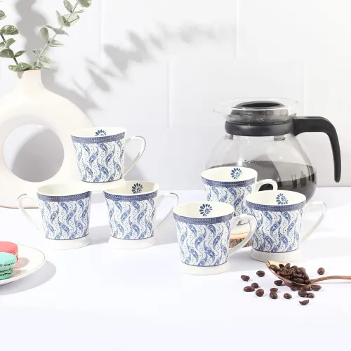 Image of Anwaliya Tapis Series Bone China Tea Cups, 150ml Set of 6