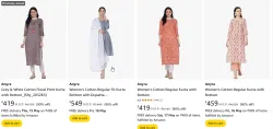 Anyra Grey Women  Print Kurta Flat 90% Discount