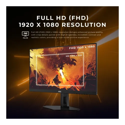 Image of AOC 27G4E 27 Inch Gaming Monitor 1920x1080 Fast IPS, 180Hz Refresh Rate