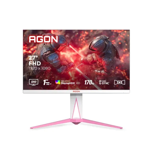Image of AOC AG275QXR 27" QHD White and Pink Gaming Monitor with Fast IPS