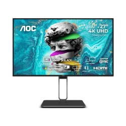 AOC U27U2DP 27\' UHD 4K Nano IPS Black Monitor, 4-Sided Zero Edge Design, USB-C Docking (PD 90W), Daisy Chain, 400 nits, Display HDR400, PbP, Flicker-Free, Low Blue Light, Height-Adjustable....