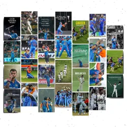 Aonami Team India Cricket Poster Collection For Room A6 Size Pack Of 27 Posters Printed On 300 Gsm Matte Paper With Glue Dots Included ICC Worldcup Sports Wall Decor