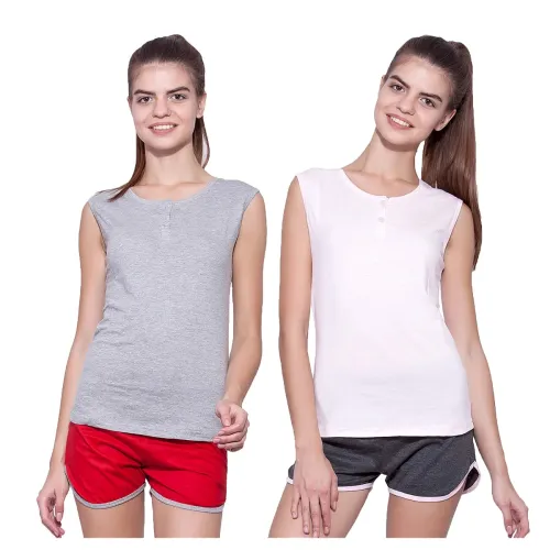 Image of Ap'pulse Women's Sleeveless Henley(Pack of 2)