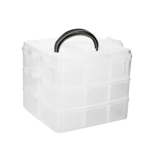 Image of ApLiQ 3-Layer Transparent Storage Box (18 Grid, Adjustable Dividers) 