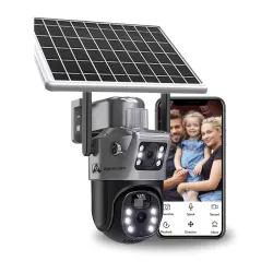 ApnaCam 4G 5mp + 3mp Dual Lens Solar Powered Linkage Camera, 4G SIM, IP66 Waterproof, 2-Way Audio, Outdoor Surveillance 