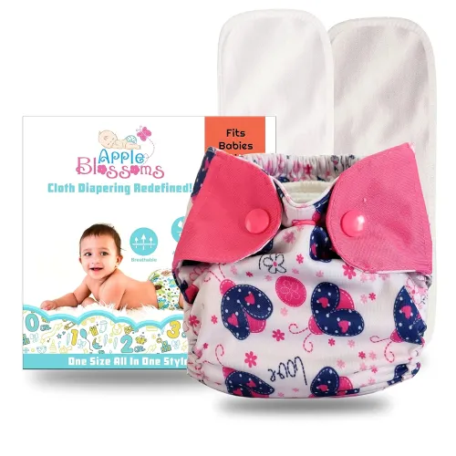 Image of Apple Blossoms Reusable Cloth diaper New Born babies to 3M