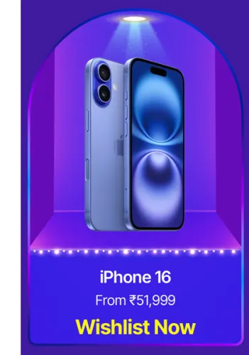 Image of Apple iPhone 16 @ ₹51999 on Flipkart big Billion Days Sale
