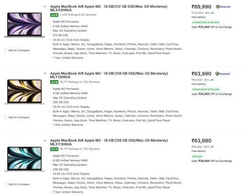 Image of Apple MacBook (AIR Apple M2) Price Drop + Extra Bank Discount