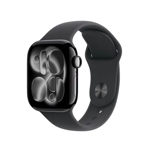 Image of Apple Watch Series 11 GPS 42mm Jet Black Aluminium Case with Black Sport Band