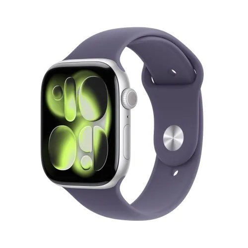 Image of Apple Watch Series 11 GPS + Cellular 46mm Silver Aluminium Case with Purple Fog