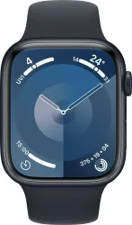 Apple Watch Series 9 GPS 45mm Midnight Aluminium Case with Midnight Sport Band - M/L (Midnight Strap, Free Size)