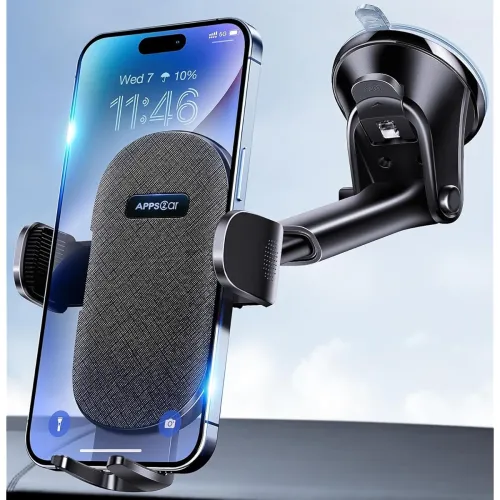 Image of APPS2Car Car Phone Holder Mount Dashboard/Windshield Car Mobile Holder Rotatable 360 Car Mount with Suction Cup Compatib