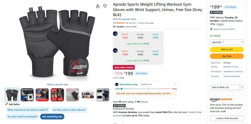 Image of Aprodo Sports Weight Lifting Workout Gym Gloves with Wrist Support, Unisex