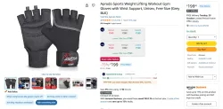 Aprodo Sports Weight Lifting Workout Gym Gloves with Wrist Support, Unisex