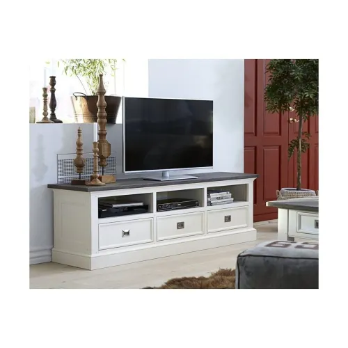 Image of APRODZ Mango Wood Lorenzo TV Stand Cabinet for Home | TV Unit for Living Room | White Finish
