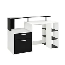 APRODZ Mango Wood Study Table for Home with Drawer Storage Computer Office Work, Desktop, Computer Desk with Compartment