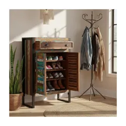 APRODZ Mauri Reclaimed Wood 2-Door Shoe Cabinet