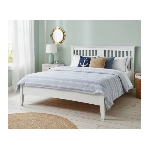 Image of APRODZ Solid Wood Parma Queen Size Bed – Elegant and Stylish Bedroom Furniture Without Storage for a Modern Home (White 