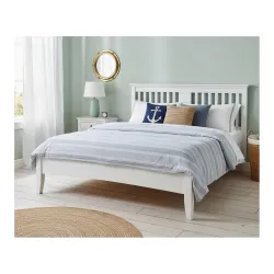 APRODZ Solid Wood Parma Queen Size Bed – Elegant and Stylish Bedroom Furniture Without Storage for a Modern Home (White 