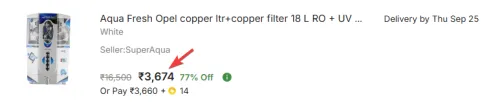 Image of Aqua Fresh Opel copper ltr+copper filter 18L Water Purifier 
