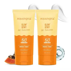 Aqualogica Glow+ Dewy Gel Sunscreen - 80 g x 2 | SPF 50+ PA++++ | In-Vivo Tested | New-age Filters | 12-Hour* Sun Protection | Tan Protection | For Bright & Hydrated Skin | Fragrance-Free &....