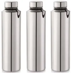 AquasleriSteel Water Bottle1000 ml Set of 3 (pack of 3) 1000 ml Steel Bottle (Pack of 3, Silver)