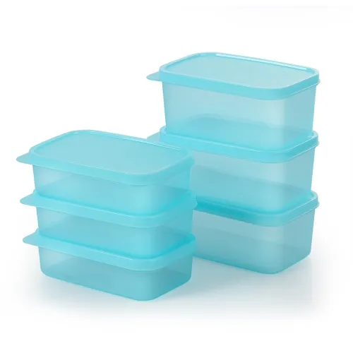 Image of Aquaware Plastic Storage Food Containers with Lid Set of 12 (6x350ml & 6x250ml) Blue, BPA Free Food Grade Plastic Contai