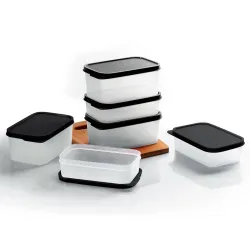 AQUAWARE Plastic Storage Food Containers with Lid Set of 12 (6x350ml & 6x250ml) Black,BPA Free Food Grade Plastic Contai