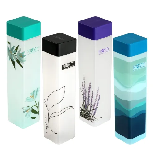 Image of AQUAWARE Frosty Plastic Square Bottle (4 Pieces,1L)