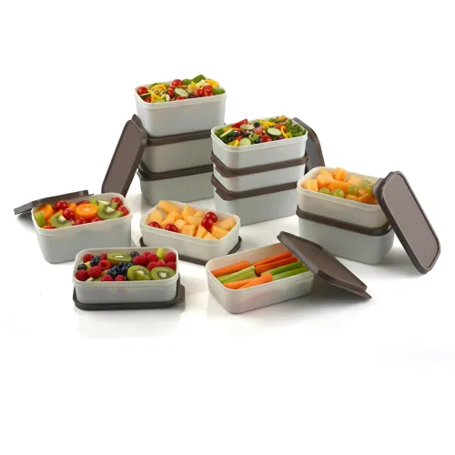 Image of Plastic Storage Food Containers with Lid Set of 12(6x350ml & 6x250ml)Ivory Chocolate,BPA Free Food Grade Plastic Contain