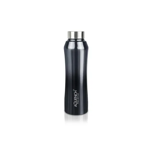 Image of Aquench Stainless Steel Water Bottle 1 Litre Bottles for Kids Girls Boys School Adults Office Gym(Black Grey Colour, Ste