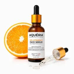Aqueria 10% Vitamin C Face Serum for Brightening & Glowing Skin | 3% Niacinamide, Hyaluronic Acid & Vitamin E | Helps Reduce Dark Spots, Dullness & Uneven Skin Tone | 50ml
