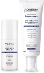 aqueria Daily Brightening Essentials Kit Brightening French Sunscreen+ Underarm Roll On (50ml)