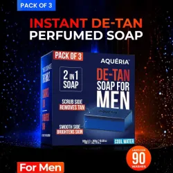 Aqueria De-Tan & Brightening 2-in-1 Bath Soap for Men | Cool Water Fragrance (3 x 100 g)