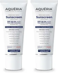 aqueria Sunscreen - SPF 50 PA++++ Brightening & Hydrating French Multi-Active SPF | Niacinamide, Tranexamic Acid (30 g)
