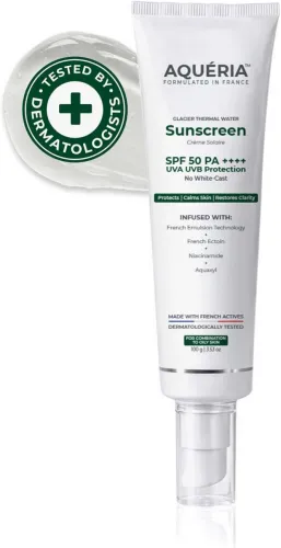 Image of aqueria Sunscreen - SPF 50 PA++++ Oil Control Brightening (100 g) Multi-Active French SPF