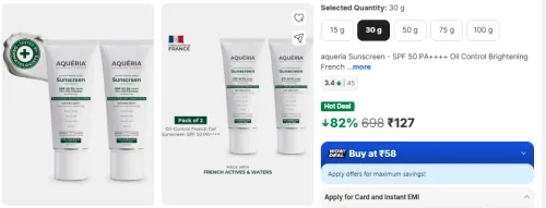 Image of aqueria Sunscreen - SPF 50 PA Oil Control Brightening French Multi-Active SPF