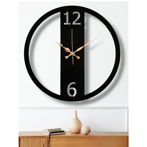 Image of Arabs Modern Metal Wall Clock (40 cm) | Black Matte Finish | Elegant & Durable Design | Silent & Precise Movement | Perf