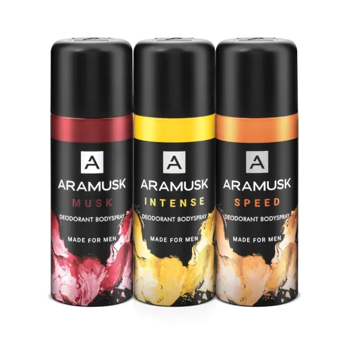 Image of Aramusk Deodorant For Men With Long Lasting Fragrance | Musk, Intense, & Speed Everyday Wear Body Spray Assorted Pack | 