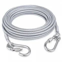 Arano 10-Meter Heavy Duty Steel Cable Clothesline with Locking Carabiner
