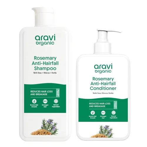Image of Aravi Organic Rosemary Anti Hairfall & Hair Growth Shampoo & Conditioner Combo | Sulphate Free Shampoo For Men & Women |