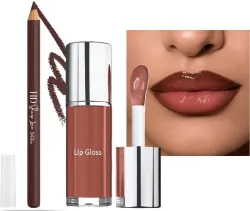 Arcanuy Korean hydrating lip gloss with brown lip liner