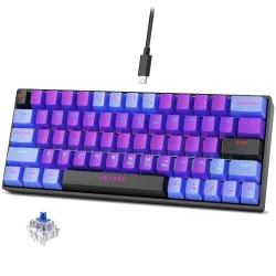 Archer Tech Lab Wired Mechanical Gaming Keyboard | 60% Compact, 63 Keys+ 26 Anti-Ghosting, Blue Switches Tactile Feedbac