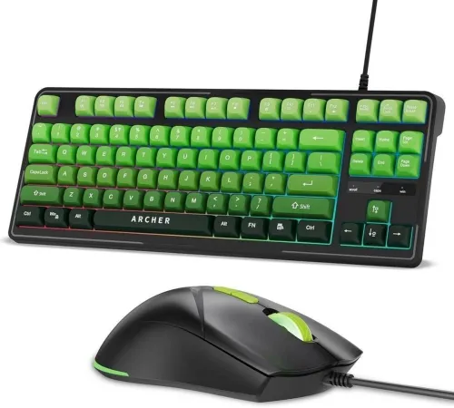 Image of Archer Tech Lab Astra G300 RGB Keyboard & Mouse Combo,87 Keys, 7 Mouse Keys 4 DPI Silent Compact Wired USB Standard Gami