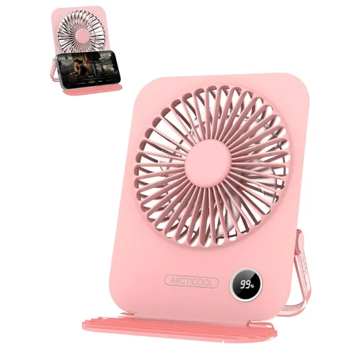 Image of ARCTICOOL Small Table Fan, 2000mAh Rechargeable, 5-Speed Mini Desktop Fan 
