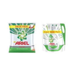 Ariel Complete Detergent Washing Powder 4Kg Value Pack & Ariel Matic Liquid Detergent Front Load Refill Pouch 2 Litre