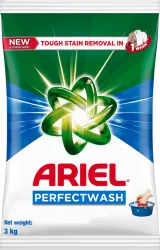 Ariel PerfectWash Detergent Powder 3kg, Removes tough stains likeHaldi in 1 wash Detergent Powder (3 kg)