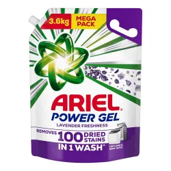 Ariel Power Gel Liquid Detergent for Top Load & Semi Auto – 3.6kg with Lavender Fragrance | Removes 100 Dried Stains in 